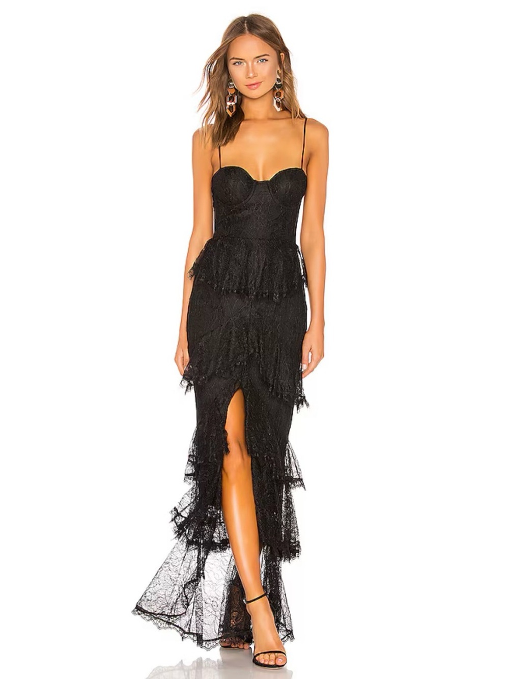 $328 MAJORELLE ZELDA FITZ BLACK LACE GOWN WEDDING PROM FORMAL HOLIDAY BLACK TIE